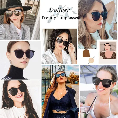 Vista 2 de Dollger Gafas de sol redondas polarizadas de ojo de gato para mujeres y hombres
