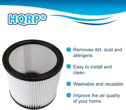 Vista 3 de HQRP Paquete de 12 filtros de cartucho de repuesto para Shop-Vac 90304 90350 90340 9033 para la mayoría de aspiradoras húmedas/secas de 5 galones