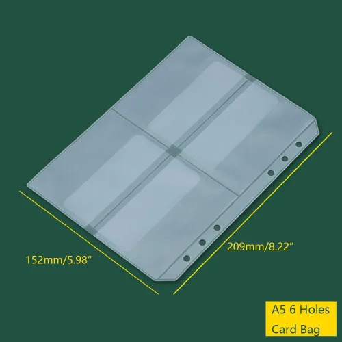 Vista 2 de Funda para tarjetas (A5/6 agujeros), fundas para tarjetas de visita, fundas ultra transparentes, páginas de recarga personal de doble cara