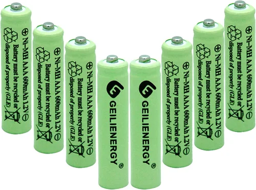 Vista 4 de AAA 600mAh 1.2V NiMH Baterías solares recargables para luz solar, lámpara solar, luces de jardín verdes (8 piezas)
