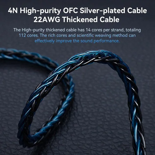 Vista 5 de KBEAR ST12 MAX - Cable IEM de 4.9 ft/4.92 pies, 8 hebras, 4N OFC, chapado en plata, cable de extensión de auriculares de 14 núcleos, cable de Gris