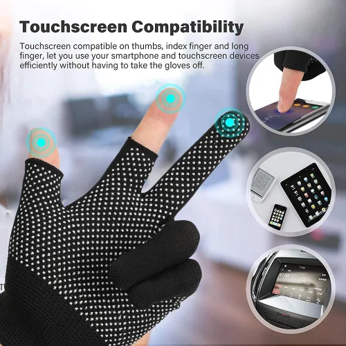 Vista 3 de 3 pares de guantes de trabajo sin dedos para hombres y mujeres, guantes de trabajo sin dedos para construcción, nailon, fitness, ciclismo, Gris
