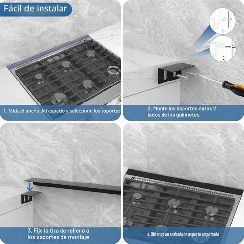 Vista 4 de Kit de llenado trasero de rango deslizante de 30 pulgadas con 2 cubiertas de silicona para huecos de estufa