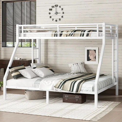Vista 18 de Bellemave Litera individual XL sobre individual XL, litera de metal con escalera y barandilla para niños, adultos, se puede dividir, color negro