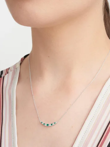 Vista 2 de Tienda Collection 0.22 cttw Lab Grown Diamond and Gemstone 925 Sterling Silver Curved Cluster Bar Pendant Necklace (H-I Color, I1 Calarity)