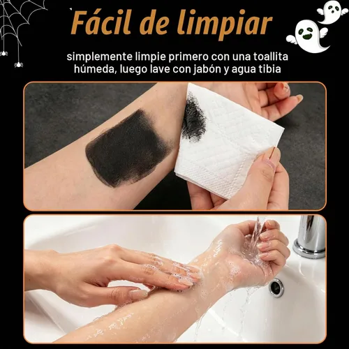 Vista 6 de Black & White Oil Face Body Paint Halloween Cosplay Makeup Accessories