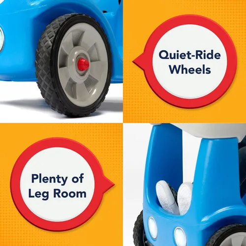 Vista 3 de Simplay3 Roll and Stroll - Auto de empuje silencioso para niños pequeños, con cinturón de seguridad, para niños de 1.5 a 4 años, azul