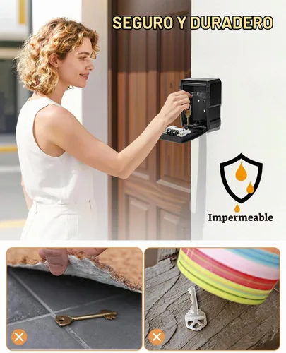 Vista 6 de BKNOOU - Caja grande con cerradura de llave para montaje en pared exterior, código de combinación de 4 dígitos Waterproof, Resettable, Anti-theft