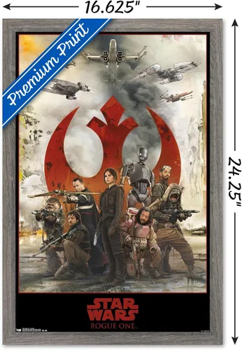 Vista 3 de Trends International Star Wars: Rogue One - Póster de pared de montaje, 14.725 x 22.375 pulgadas, versión enmarcada de madera de granero