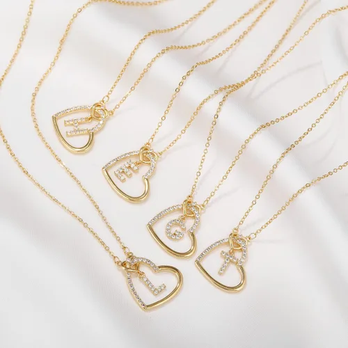 Vista 7 de Siowen Collar para mujeres y niñas, chapado en oro de 14 quilates, delicado dije de letra de 18 pulgadas, regalo de joyería para mujeres y niñas