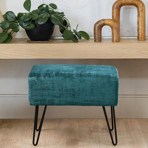 Vista 5 de Home Soft Things Otomana rectangular de terciopelo mullido de color verde ágata de 19 pulgadas para sala de estar, banco de entrada de espacio