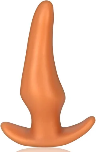 Vista 9 de Masturbador de tapón anal suave, tapón de silicona líquida con base de seguridad, consolador anal dorado, dilador de vagina, expansor anal