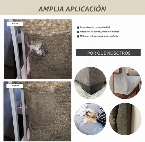 Vista 6 de Parches de reparación de lino grueso, parches de tela de lino autoadhesivos, tamaño extra de 8 x 11 pulgadas, multicolor, se pueden utilizar