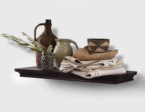 Vista 13 de AHDECOR - Estantes de pared flotantes tradicional de longitud múltiple., Marrón espresso, 12 pulgadas