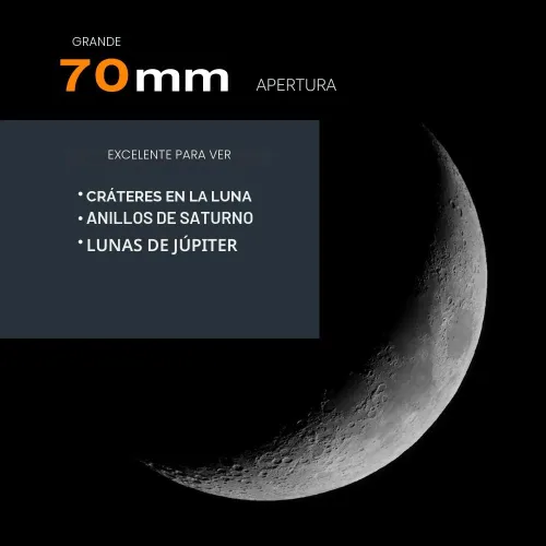 Vista 3 de Celestron – Telescopio AstroMaster 70AZ – Telescopio refractor – Óptica de vidrio totalmente recubierta – Trípode de altura ajustable – Paquete