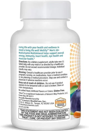 Vista 2 de 21st Century Wellify - Multivitaminas con minerales para hombre, más de 50 unidades, 65