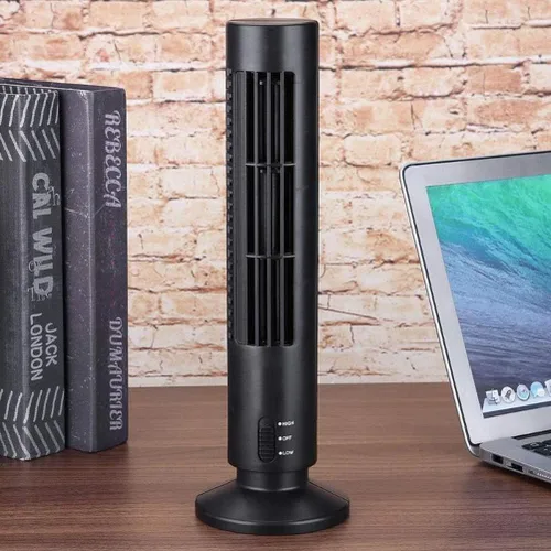 Vista 5 de Ventilador de torre oscilante, enfriador de aire portátil vertical sin aspas, ventilador de aire acondicionado de escritorio USB, mini ventilador