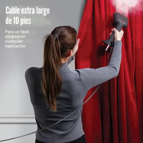 Vista 6 de CHI Vaporizador de mano para ropa, cepillo de tela, tanque de agua grande de 10.1 fl oz, 2 modos de vapor, mango ergonómico, vaporizador portátil