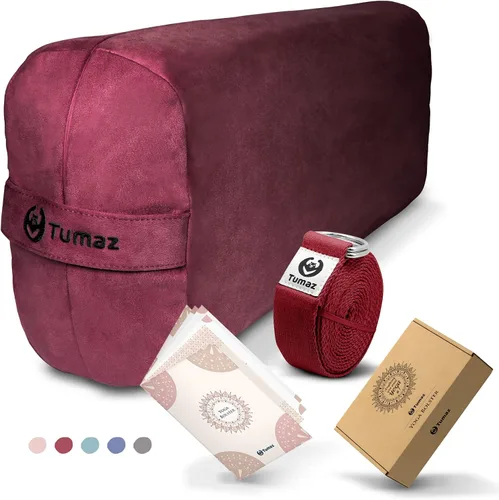 Vista 11 de Tumaz Yoga Bolster Set, Rectangular Yoga Bolster with Washable Cover Soft bolster for restorative yoga, meditation and stretching. Includes 8-ft