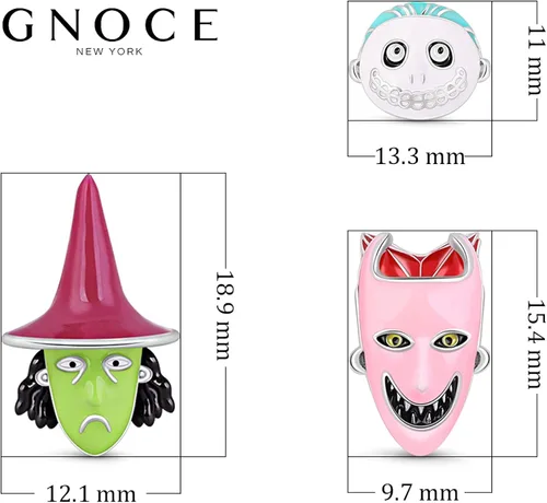 Vista 7 de GNOCE Juego de dijes de payaso de plata de ley con combinación de gritos para toda la noche para mujer conjunto de cuentas para pulsera y collar