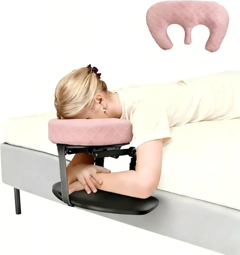 Vista 10 de Reposacabezas de masaje para cama, cuna ajustable para masaje facial en casa, kit de mesa de masaje portátil para colchón de dormir, almohada boca