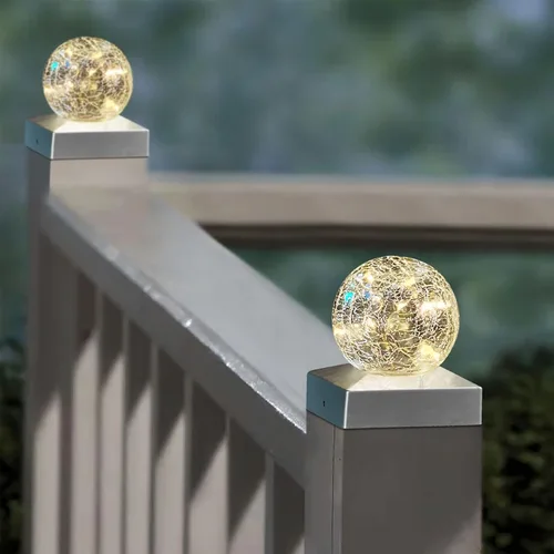 Vista 6 de SUNNYPARK Luces solares para postes – Luz para poste al aire libre para valla o decoración de patio, jardín, tapas alimentadas por energía solar