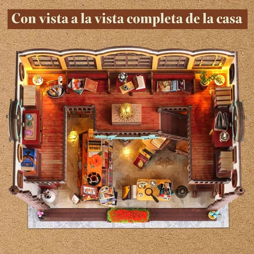 Vista 6 de Quanquer Kit de Casa en Miniatura: Rincón de Librería Libro Mágico con Muebles y Luz LED - Kits de Bricolaje para Adultos - Casa de Muñecas