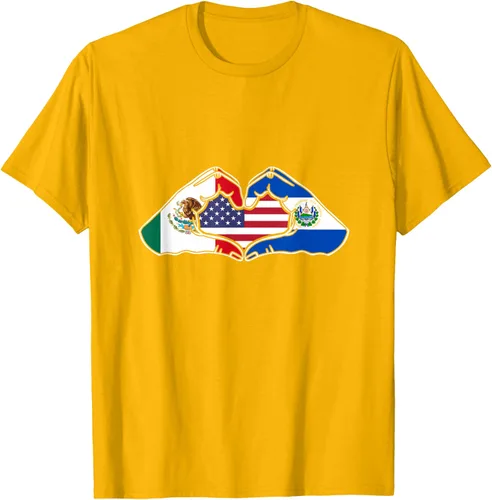 Vista 57 de Corazón manos México, El Salvador y Estados Unidos. Camiseta, Negro