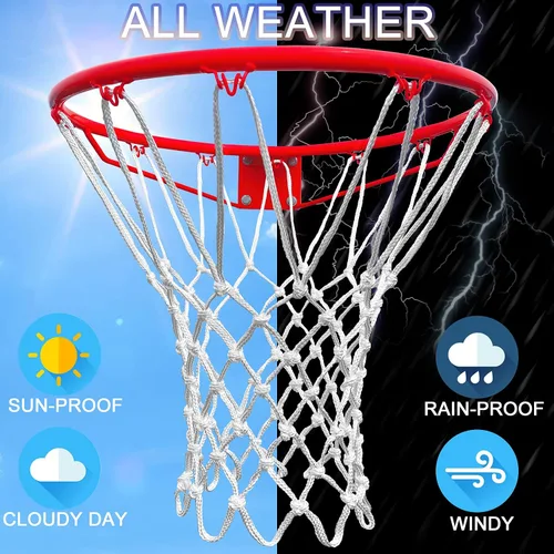 Vista 4 de LAO XUE Red de Baloncesto para Exteriores, (7.16 oz) 12 Bucles Red de Baloncesto Profesional de Servicio Pesado de Repuesto, Resistente a Todo Clima