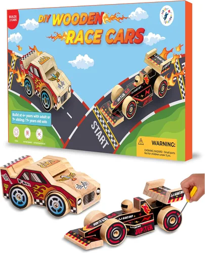 Vista 10 de Little Jupiter Kits de madera de bricolaje con calcomanías, kit de construcción para niños, juguetes troncos para edades de 4 a 7 años, manualidades