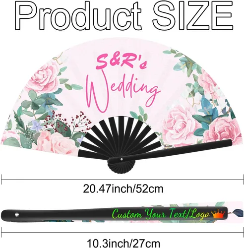 Vista 2 de Abanicos de Mano personalizados Abanicos de Mano personalizados con texto de imagen, Abanicos De Mano personalizados, regalo para boda, baile