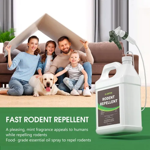 Vista 4 de Spray repelente de roedores: fórmula natural eficaz de menta para ratones, ratas, ardillas y roedores. Seguro para motores de interiores, exteriores