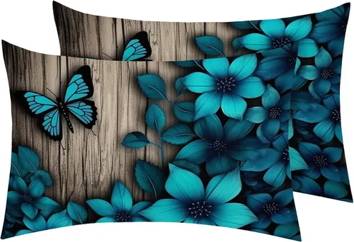 Vista 10 de Juego de 2 fundas de almohada florales de tamaño estándar, fundas de almohada de microfibra suave y transpirable con cierre de sobre, fundas
