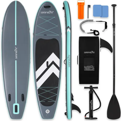 Vista 15 de SereneLife Tabla de remo inflable de 10 pies 6 pulgadas con accesorios de SUP de alta calidad, diseño estable de 32 pulgadas de ancho