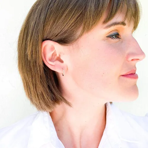 Vista 5 de Aretes de aro de plata de ley, plata de ley 925, 0.472 in, 16 ga, aretes de aro para mujer, aretes de aro de plata hipoalergénica, aretes de aro