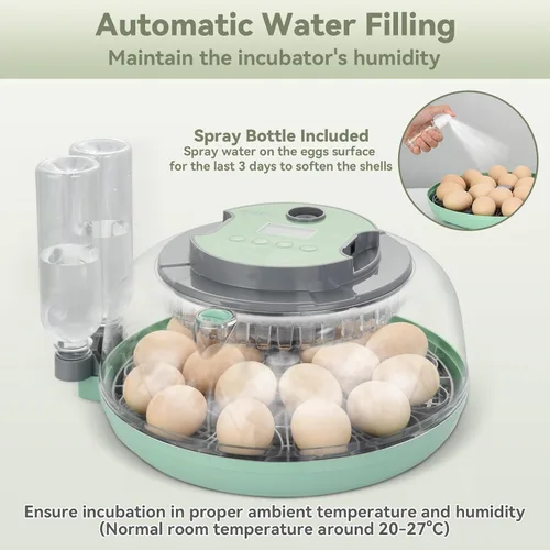 Vista 7 de Incubadora de 18 huevos con giro automático de huevos para incubar pollo codorniz pato Hatching Unit with Digital Control & Built-in Candler, 2