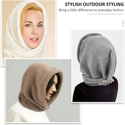 Vista 7 de Gorro de invierno para mujer, bufanda de lana de moldeo variable, cálido, de punto, bufanda, gorro para mujer