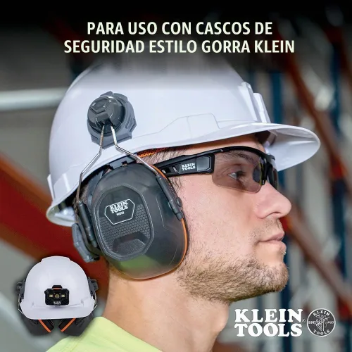 Vista 6 de Klein Tools 60532 orejeras con tapa y accesorio para casco de seguridad, 26dB NRR para construcción, fabricación, mantenimiento