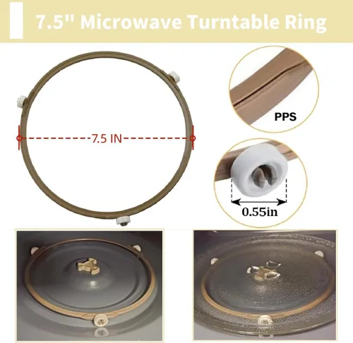Vista 2 de Anillo guía de soporte para plato giratorio de microondas pequeño compatible con GE, Emerson, Magic Chef, Hamilton Beach 252100500497, HB-P90D23