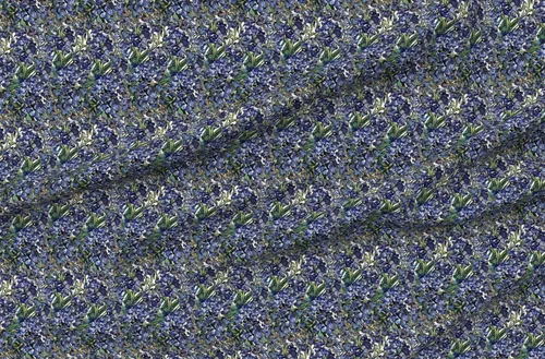 Vista 4 de Tela Spoonflower – Van Goghs púrpura flores flores flores iris azul impreso en tela de gasa por The Yard – costura moda vestidos decoración del hogar