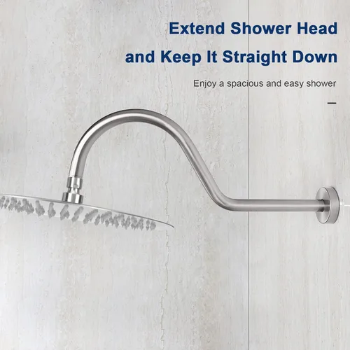 Vista 5 de NearMoon Brazo de extensión de ducha con brida, tubo extensor largo de cuello de cisne de arco alto en forma de S, perfecto para cabezal de ducha