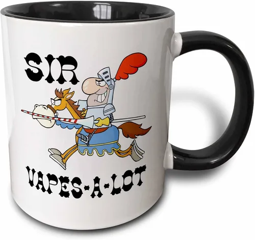 Vista 9 de dooni diseños – Funny Sir Knight diseños – Funny Knight Sir Vapes a lot – Tazas, Azul/Blanco