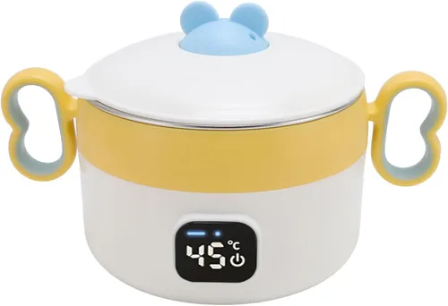 Vista 4 de Keenso Calentador de alimentos eléctrico portátil con caja de almuerzo de acero inoxidable antiquemaduras de 15.2 fl oz para el hogar y viajes