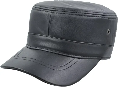 Vista 2 de IFSUN Gorra plana de piel de cordero auténtica para hombre