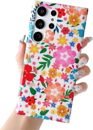 Vista 8 de S23 - Funda para Samsung Galaxy S23 para mujeres y niñas, diseño de mármol con purpurina floral, silicona suave, delgada, bonita, flexible, funda