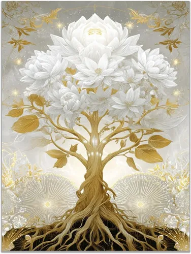 Vista 15 de VOCBAN Tree of Life Wall Art The Picture Artwork Canvas Prints Tree Pictures Poster Retro Artwork for Bedroom Living Room Home Decoration(blue blue