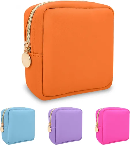 Vista 25 de izuzta Nylon Lager Pequeño Slim Mini Maquillaje Bolsa Organizador, Beige, Viajes