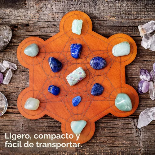 Vista 6 de Tablero de rejilla de cristal para piedras, cubo de Metatrón de 10 pulgadas de diámetro, tablero de geometría sagrada, amplifica el poder de tus