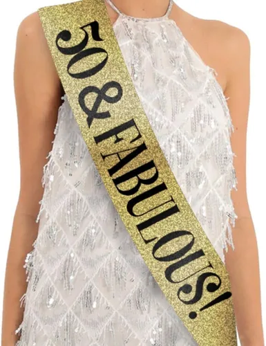 Vista 5 de Banda de cumpleaños número 50 – Banda de cumpleaños «50 & Fabulous» – Banda de cumpleaños 50 para mujer – Banda de cumpleaños 50 para hombres