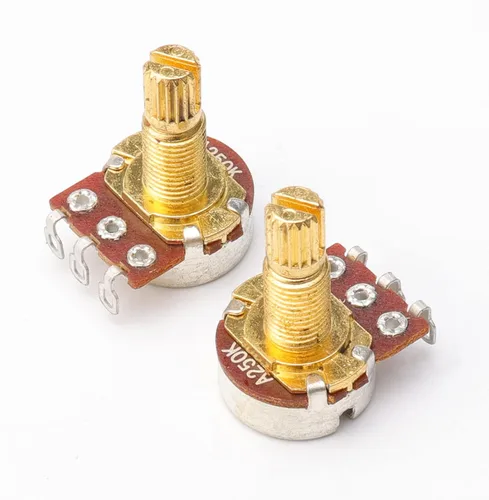Vista 4 de Swhmc Potenciómetros de guitarra A250k de eje dividido Ollas cónicas de sonido Control de interruptor de tono para bajo eléctrico